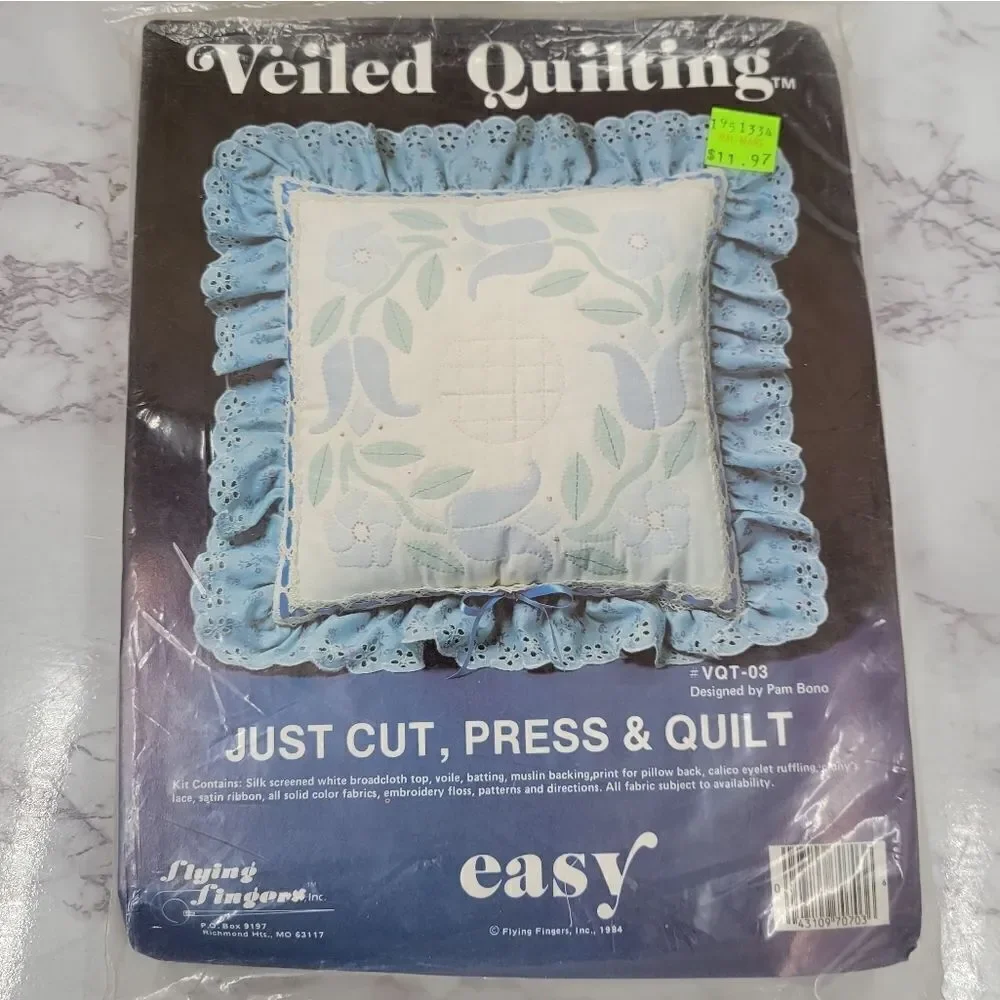 Veiled Quilting Flying Fingers Inc. #VQT-03 By Pam Bono Pillow Craft Blue Tullip